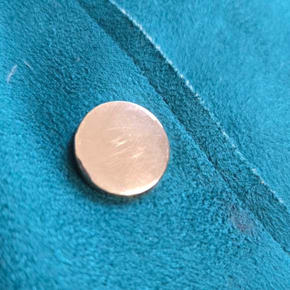 Chicos Teal Green Faux Suede Double Face Button Front Jacket Size 1 Medium - Picture 4 of 8